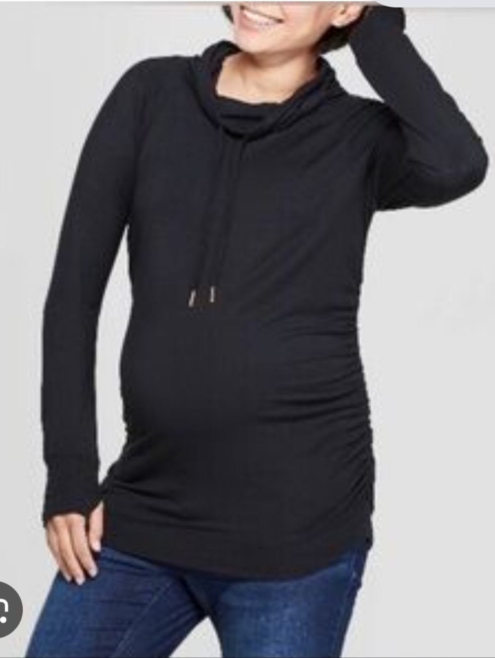 Isabel Maternity Black Cowl Neck Long-Sleeve Sweater